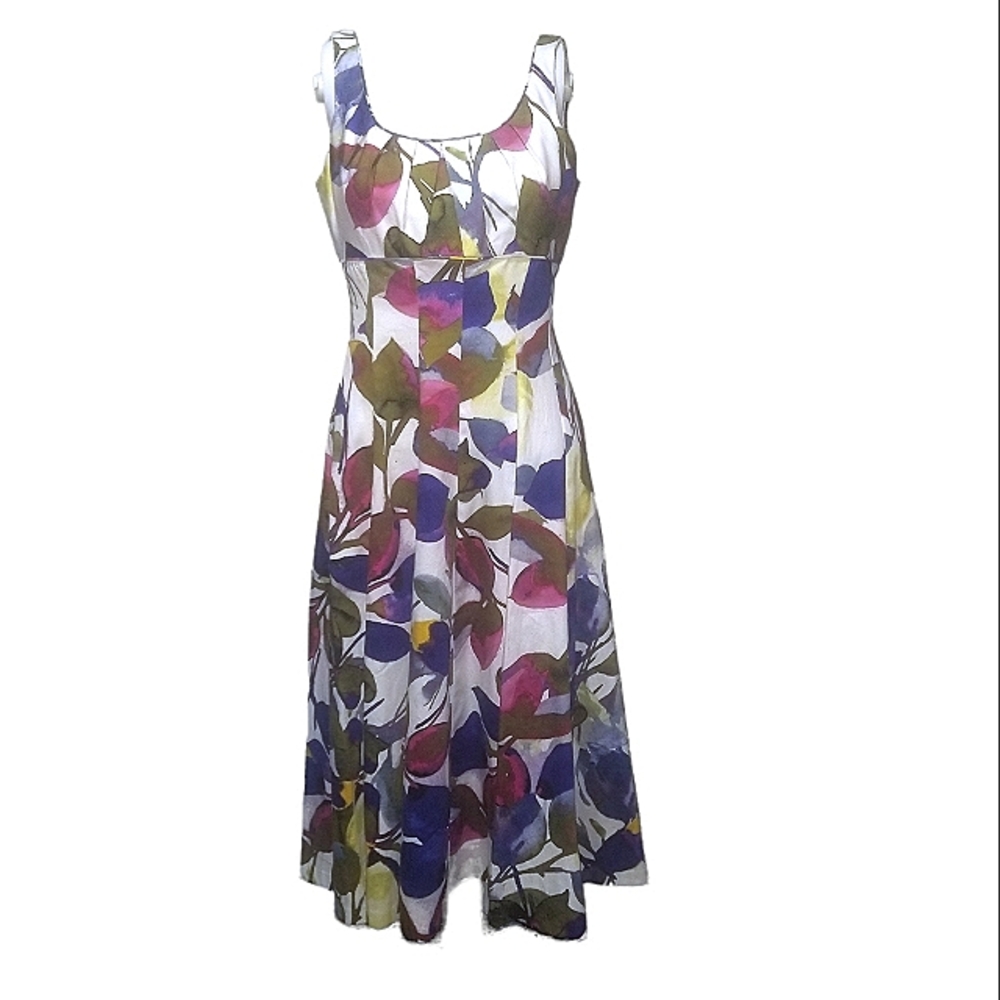 White Floral Midi Dress size 4